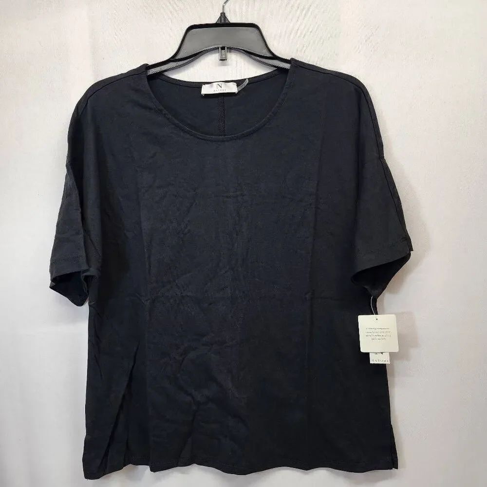 Natori Breeze Black Relaxed Fit Short Sleeve Top Women’s Size M NWT UC5233